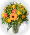 Bunch of mixed cut flowers in autumn shades